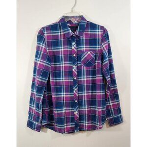 TOMMY HILFIGER Plaid Shirt Red‎ Blue Pink Purple Button Up Womens Medium